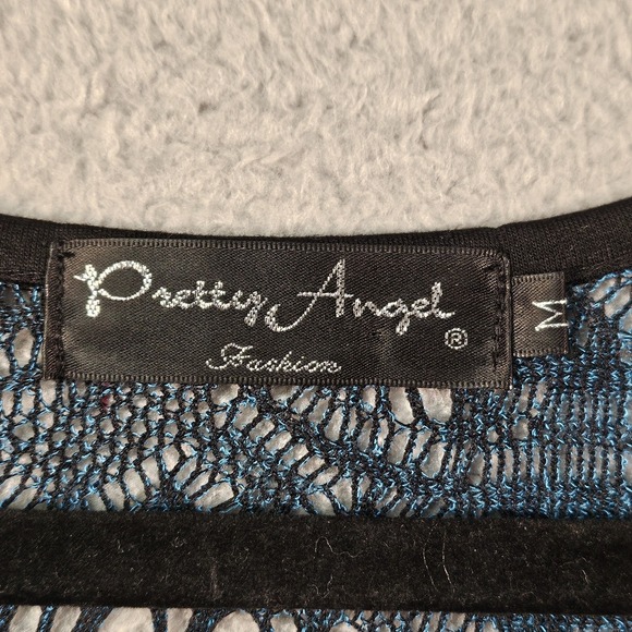 Pretty Angel Crochet Top Womens M Lace Sheer Linen Silk Whimsigoth Fairy Grunge - Picture 5 of 13